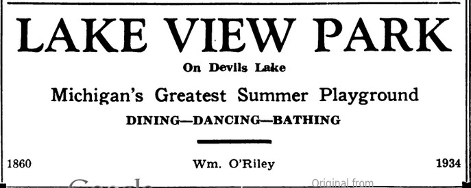 Devils Lake Amusement Park - Addison Centennial 1834-1934 100 Years Of Progress (newer photo)